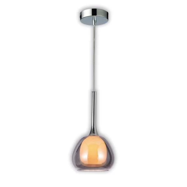 CANDEEIRO DE TETO 1 LUZ VIDRO FUMÊ EXTERIOR BRANCO INTERIOR Ø16,5 NOLINA