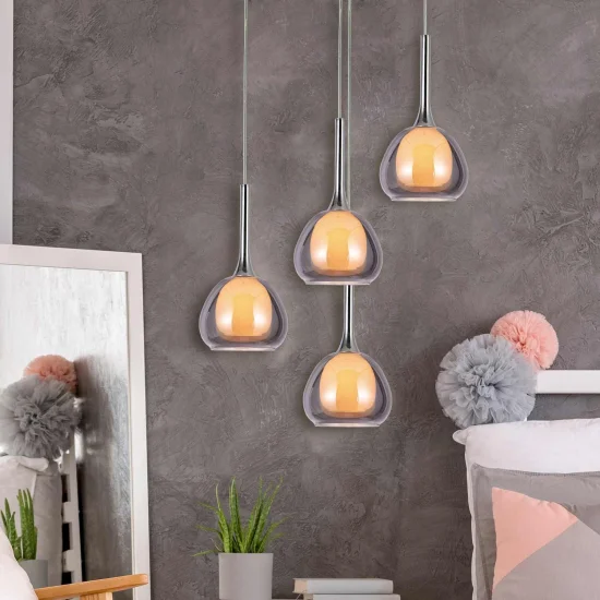 CANDEEIRO DE TETO 1 LUZ VIDRO FUMÊ EXTERIOR BRANCO INTERIOR Ø16,5 NOLINA 2