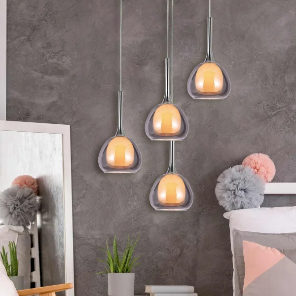 CANDEEIRO DE TETO 1 LUZ VIDRO FUMÊ EXTERIOR BRANCO INTERIOR Ø16,5 NOLINA