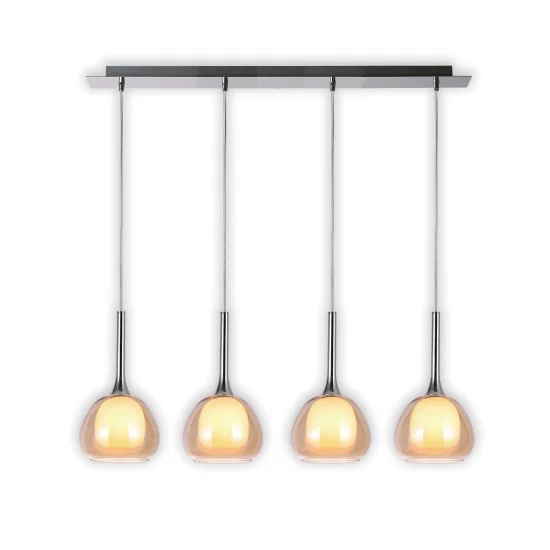 CANDEEIRO DE TETO 4 LUZES VIDRO ÂMBAR EXTERIOR BRANCO INTERIOR NOLINA 2