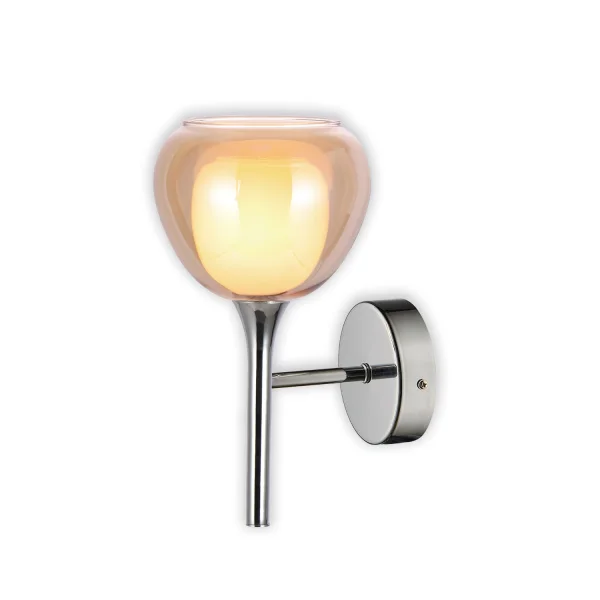 CANDEEIRO DE PAREDE VIDRO ÂMBAR EXTERIOR INTERIOR BRANCO NOLINA