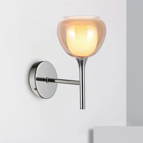 CANDEEIRO DE PAREDE VIDRO ÂMBAR EXTERIOR INTERIOR BRANCO NOLINA