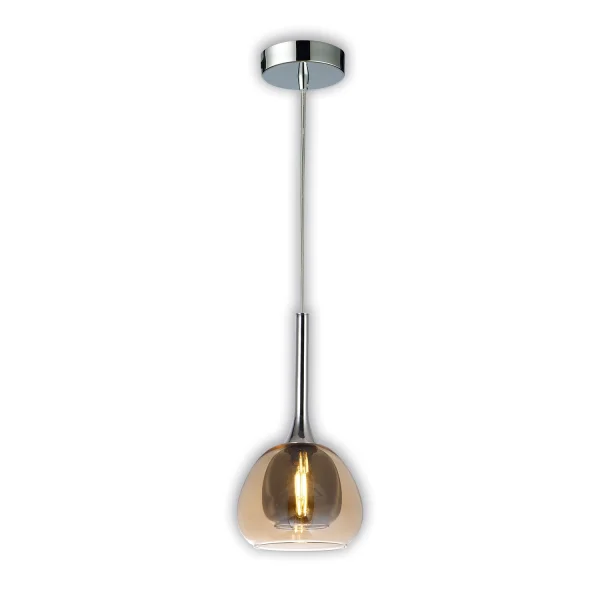 CANDEEIRO DE TETO 1 LUZ CRISTAL VIDRO EXTERIOR ÂMBAR INTERIOR FUMADO Ø16,5 NOLINA