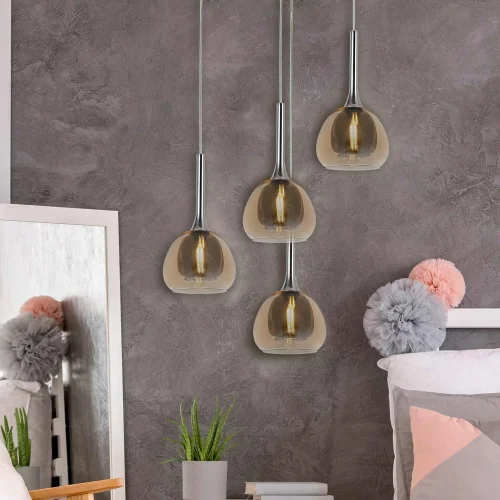 CANDEEIRO DE TETO 1 LUZ CRISTAL VIDRO EXTERIOR ÂMBAR INTERIOR FUMADO Ø16,5 NOLINA