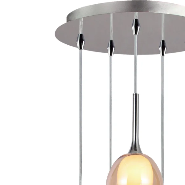 CANDEEIRO DE TETO 5 LUZES VIDRO EXTERIOR ÂMBAR INTERIOR BRANCO Ø45 NOLINA