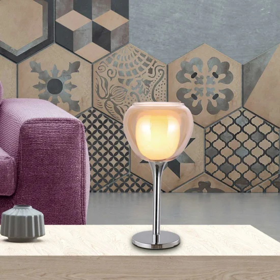 CANDEEIRO DE MESA 1 LUZ VIDRO EXTERIOR ÂMBAR INTERIOR BRANCO Ø16,5 NOLINA