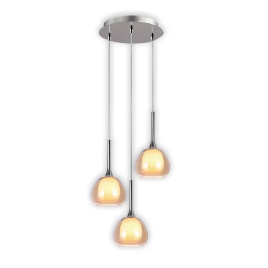 CANDEEIRO DE TETO 3 LUZES VIDRO EXTERIOR ÂMBAR VIDRO INTERIOR BRANCO Ø38 NOLINA 2