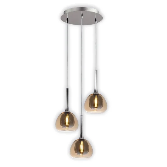 CANDEEIRO DE TETO 3 LUZES VIDRO EXTERIOR ÂMBAR VIDRO INTERIOR FUMADO Ø38 NOLINA 2
