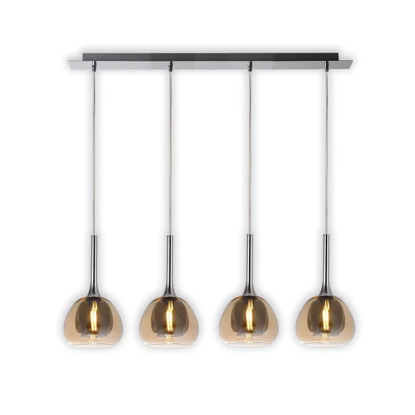 CANDEEIRO DE TETO 4 LUZES VIDRO EXTERIOR ÂMBAR INTERIOR FUMÉ NOLINA