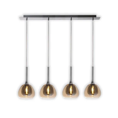 CANDEEIRO DE TETO 4 LUZES VIDRO EXTERIOR ÂMBAR INTERIOR FUMÉ NOLINA