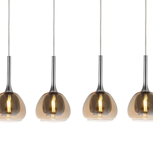 CANDEEIRO DE TETO 4 LUZES VIDRO EXTERIOR ÂMBAR INTERIOR FUMÉ NOLINA