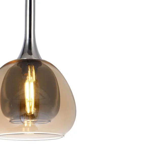 CANDEEIRO DE TETO 4 LUZES VIDRO EXTERIOR ÂMBAR INTERIOR FUMÉ NOLINA