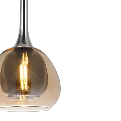 CANDEEIRO DE TETO 4 LUZES VIDRO EXTERIOR ÂMBAR INTERIOR FUMÉ NOLINA