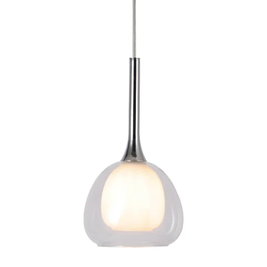 CANDEEIRO DE TETO 1 LUZ  VIDRO TRANSPARENTE EXTERIOR BRANCO INTERIOR Ø16,5 NOLINA