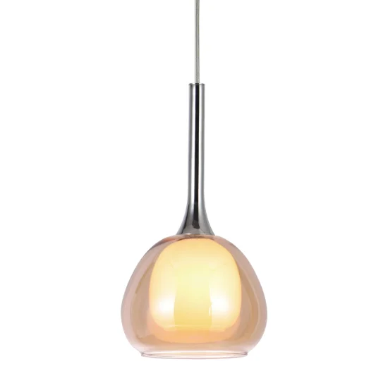 CANDEEIRO DE TETO 1 LUZ  VIDRO AMBRO EXTERIOR BRANCO INTERIOR Ø16,5 NOLINA