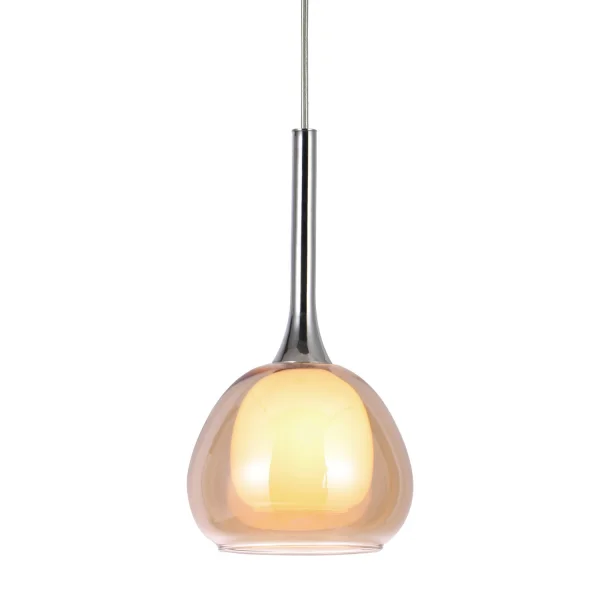 CANDEEIRO DE TETO 1 LUZ  VIDRO AMBRO EXTERIOR BRANCO INTERIOR Ø16,5 NOLINA