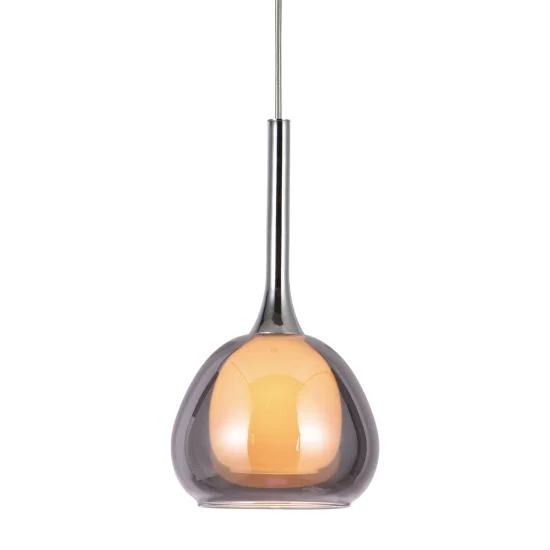CANDEEIRO DE TETO 1 LUZ VIDRO FUMÊ EXTERIOR BRANCO INTERIOR Ø16,5 NOLINA