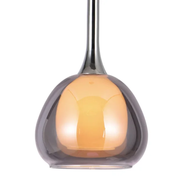 CANDEEIRO DE TETO 1 LUZ VIDRO FUMÊ EXTERIOR BRANCO INTERIOR Ø16,5 NOLINA