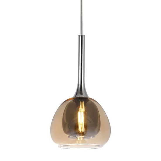 CANDEEIRO DE TETO 1 LUZ CRISTAL VIDRO EXTERIOR ÂMBAR INTERIOR FUMADO Ø16,5 NOLINA