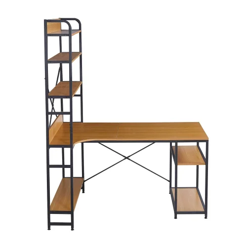 MESA DE SECRETÁRIA COM PRATELEIRAS COR CARVALHO SWINDON