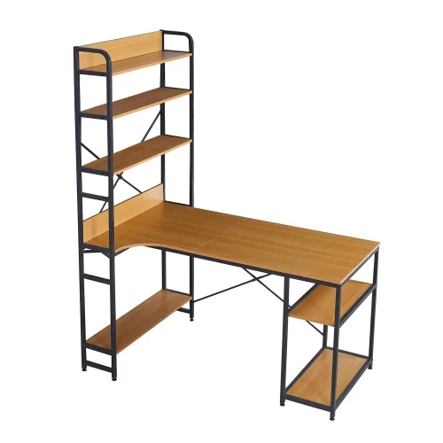 MESA DE SECRETÁRIA COM PRATELEIRAS COR CARVALHO SWINDON