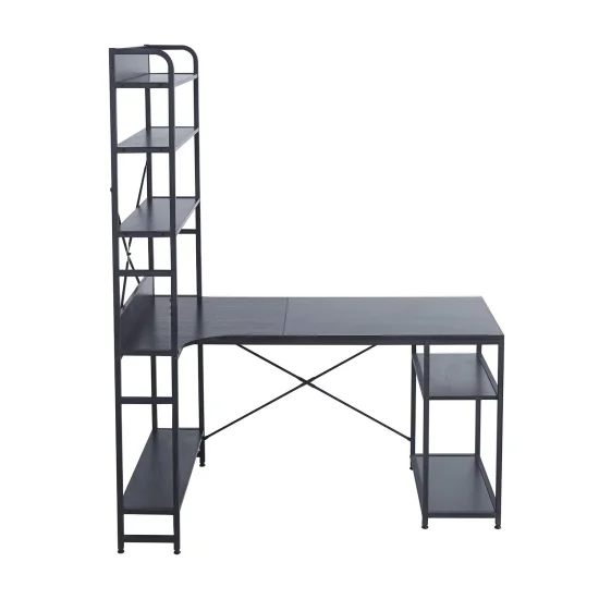MESA DE SECRETÁRIA COM PRATELEIRAS COR PRETO SWINDON 2