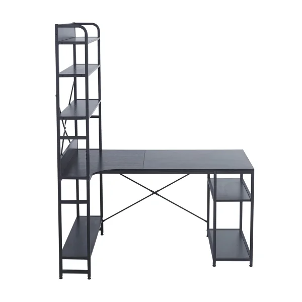 MESA DE SECRETÁRIA COM PRATELEIRAS COR PRETO SWINDON