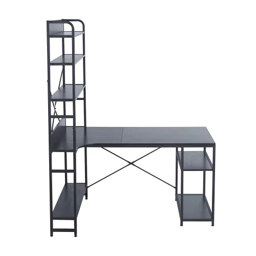 MESA DE SECRETÁRIA COM PRATELEIRAS COR PRETO SWINDON