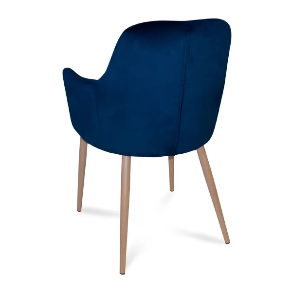 SILLÓN GUNNAR TERCIOPELO AZUL PATAS COLOR NATURAL