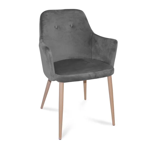 SILLÓN GUNNAR TERCIOPELO GRIS PATAS COLOR NATURAL SILLÓN GUNNAR TERCIOPELO GRIS PATAS COLOR NATURAL