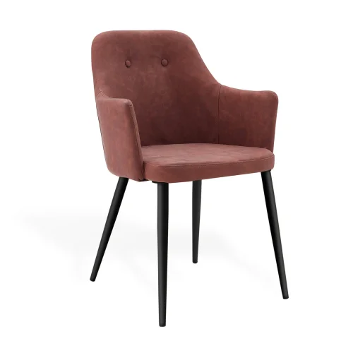 SILLÓN MANDARINA PU MARRÓN VINTAGE PATAS COLOR NEGRO SILLÓN MANDARINA PU MARRÓN VINTAGE PATAS COLOR NEGRO