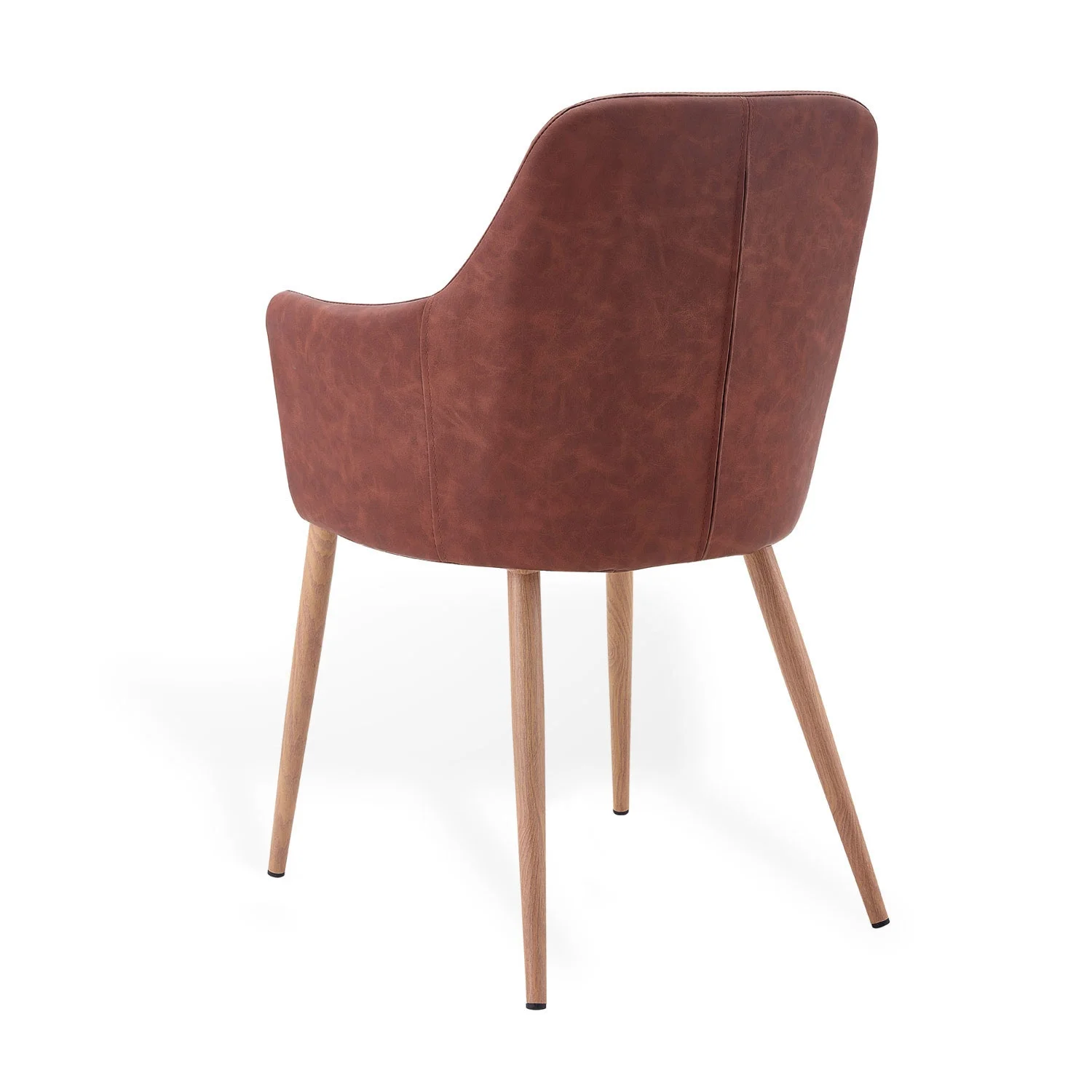 SILLÓN MANDARINA PU MARRÓN VINTAGE PATAS COLOR MADERA - Lúzete Gestión