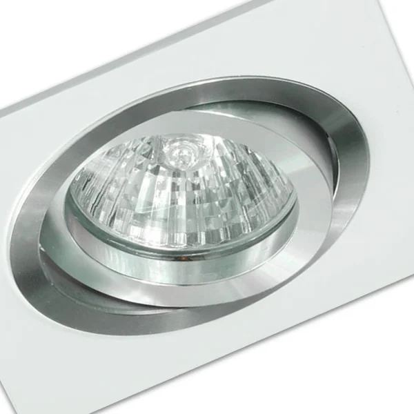 HOLOFOTE QUADRADO ENCASTRADO EM ALUMÍNIO BRANCO GU10 IP20