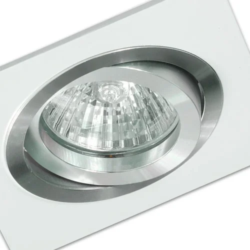 HOLOFOTE QUADRADO ENCASTRADO EM ALUMÍNIO BRANCO GU10 IP20