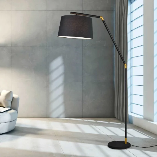 CANDEEIRO DE CHÃO DE METAL PRETO E27 OLENA