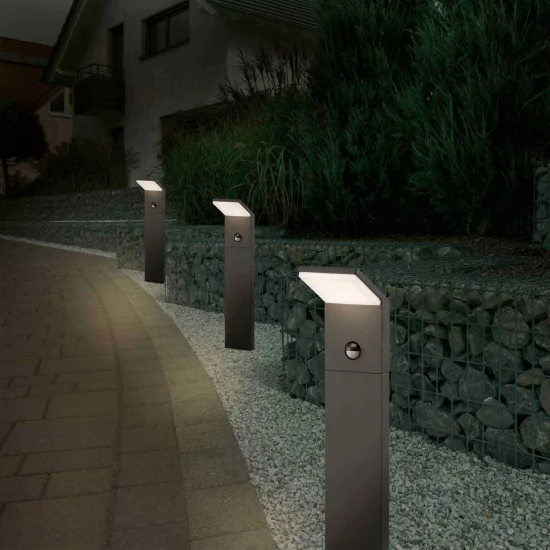 BALIZA DE LED EXTERIOR 9 W 3000K ANTRACITE COM SENSOR IP54 50 CM CROCUS 2