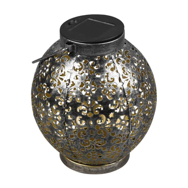 FAROL DE EXTERIOR LED SOLAR PLATA ANTIGUO CANEK