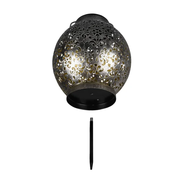 FAROL DE EXTERIOR LED SOLAR PLATA ANTIGUO CANEK