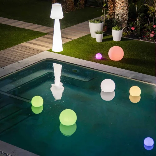 LÁMPARA EXTERIOR ESFÉRICA SOLAR BULY 40 + RGB + BATERIA RECARGABLE