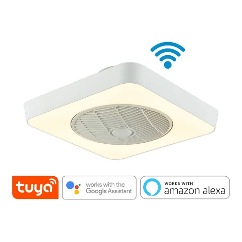 VENTILADOR DE TECTO COM VENTILADOR 40 W REGULÁVEL WI FI BRANCO TULIPAN
