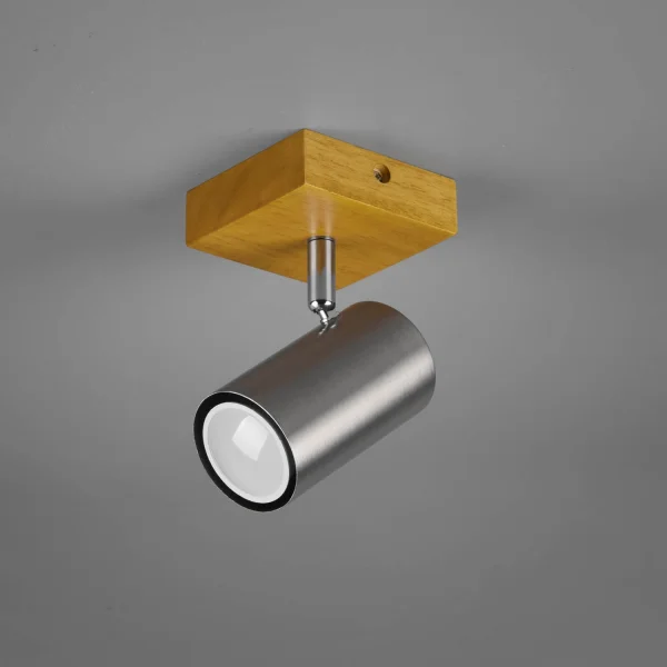 HOLOFOTE GRAFTON 1 LUZ CASTANHO CLARO NICKEL MATE