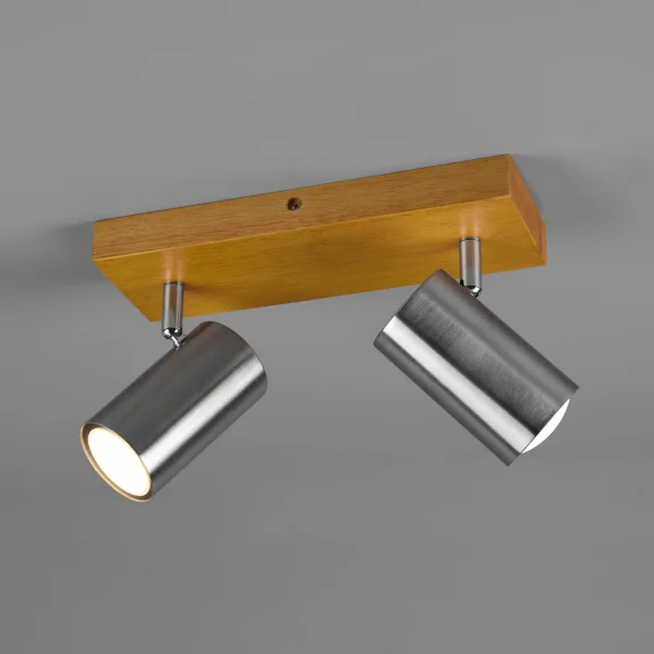 HOLOFOTES GRAFTON 2 LUZES CASTANHO CLARO NICKEL MATTE