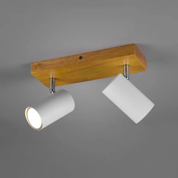 HOLOFOTES GRAFTON 2 LUZES CASTANHO CLARO BRANCO