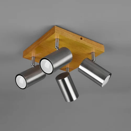 PLAFÓN DE TECHO GRAFTON 4 LUCES MARRÓN CLARO NÍQUEL MATE