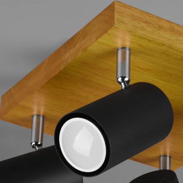 PLAFÓN DE TECHO GRAFTON 4 LUCES MARRÓN CLARO NEGRO