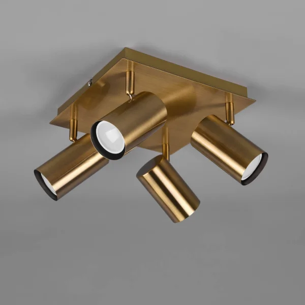 PLAFÓN DE TECHO GRAFTON 4 LUCES LATÓN ANTIGUO