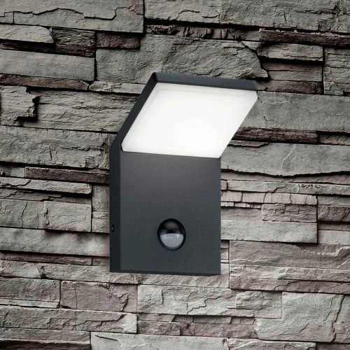 LÂMPADA DE PAREDE LED EXTERIOR 9 W 3000K ANTRACITE COM SENSOR IP54 CROCUS