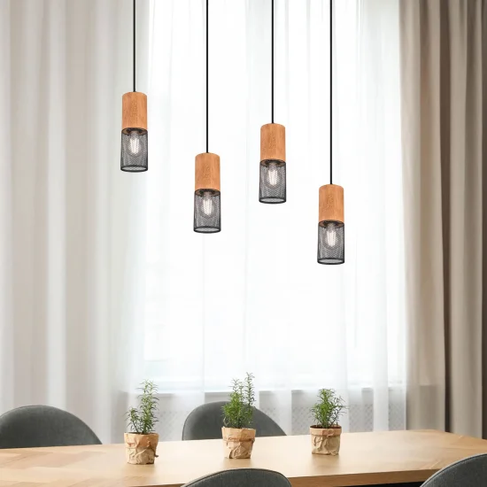 CANDEEIRO DE TETO 4 LUZES DE METAL PRETO E27 MILLER