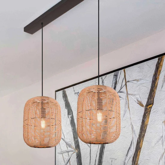 LÂMPADA DE TECTO 2 LUZES Ø35 CM SISAL E27 OLAV