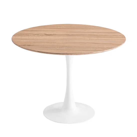 MESA SAN ANTONI Ø120 CM PERNA BRANCA TAMPO NATURAL